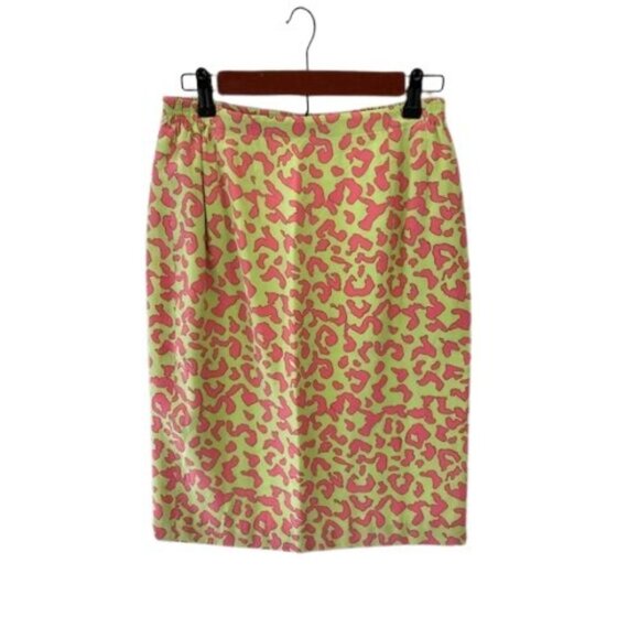 Anne Crimmins Umi Collections Women’s 8 Leopard Multicolor Pencil Skirt Retro - Picture 1 of 8